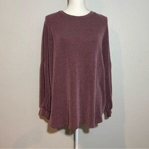 Cherish- Cozy Soft Ribbed Textured Flowy Puffed Long Sleeved Top